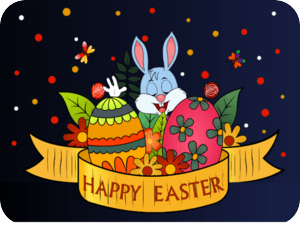 Easter Bunny Colorful Eggs Flowers