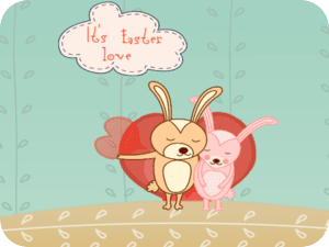 Valentine Love Bunnies Hugging