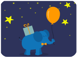 Birthday Elephant Orange Balloon