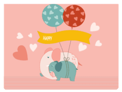 Happy Valentine Elephants Balloons