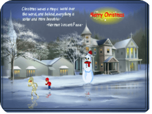 Merry Christmas Snowman Winter Scene