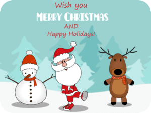 Merry Christmas Santa Reindeer Snowman