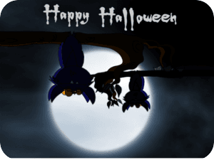 Halloween Bats Full Moon