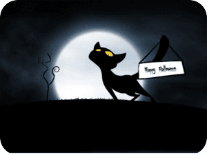 Halloween Black Cat Moon