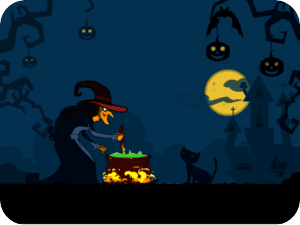 Spooky Halloween Witch Black Cat