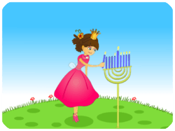 Hanukkah Girl Lighting Menorah
