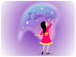 Romantic Valentines Girl Drawing Stars