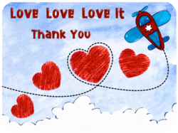 Thank You Red Hearts Airplane