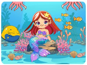 Cute Mermaid Underwater Scene
