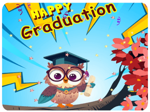 Graduation owl cap and diploma