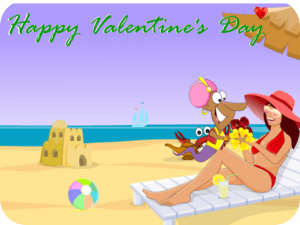 Valentines Day Beach Dog Sunshine