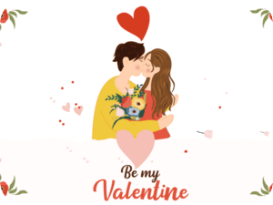 Valentine Kissing Couple Flowers