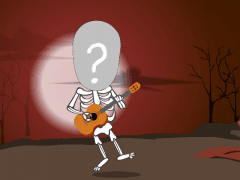 spooky halloween skeleton guitar