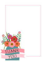 Floral thank you card frame with pink accents.