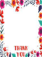 Colorful floral frame with 'Thank You' text.