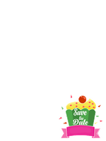 Colorful cupcake design for save the date announcements.